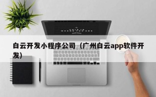 白云开发小程序公司（广州白云app软件开发）